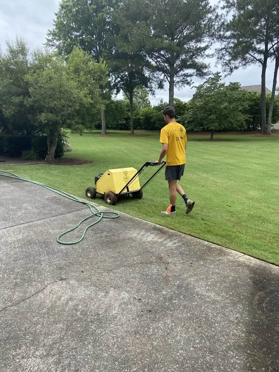 Aeration service on a Northwest Georgia lawn